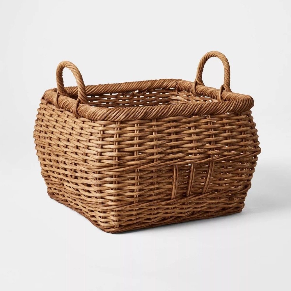 Medium Square Rattan Harvest Basket Brown - Threshold Studio McGee, Target
